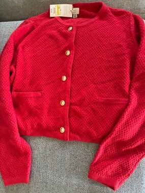 Classic Red Knit Cardigan with Gold Buttons xl A New Day